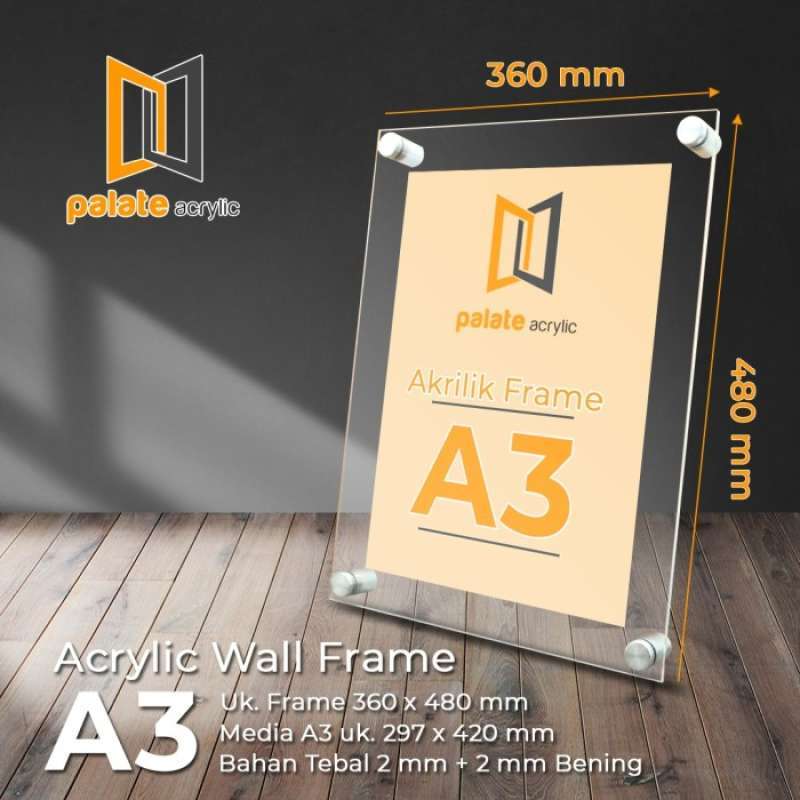 Jual Acrylic / Akrilik Frame Poster / Wall Display Ukuran A3 / 2mm Di