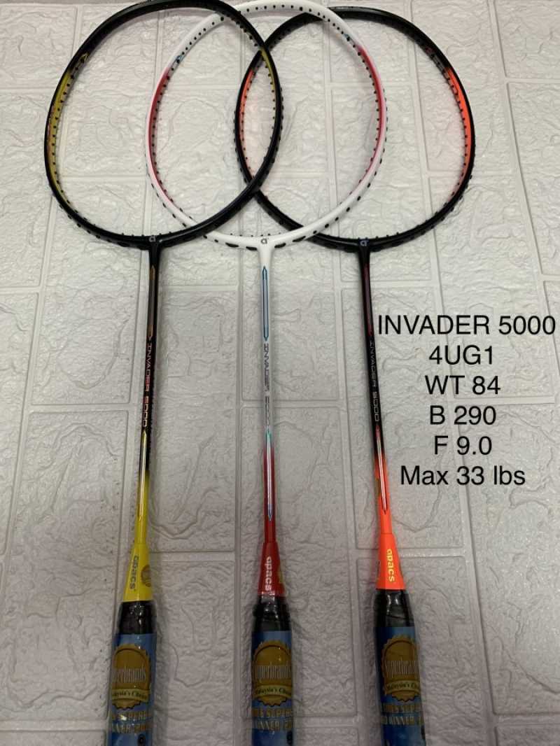 Jual Raket Badminton APACS NEW INVADER 5000 Grip 4U G1 kuat 33 lbs di