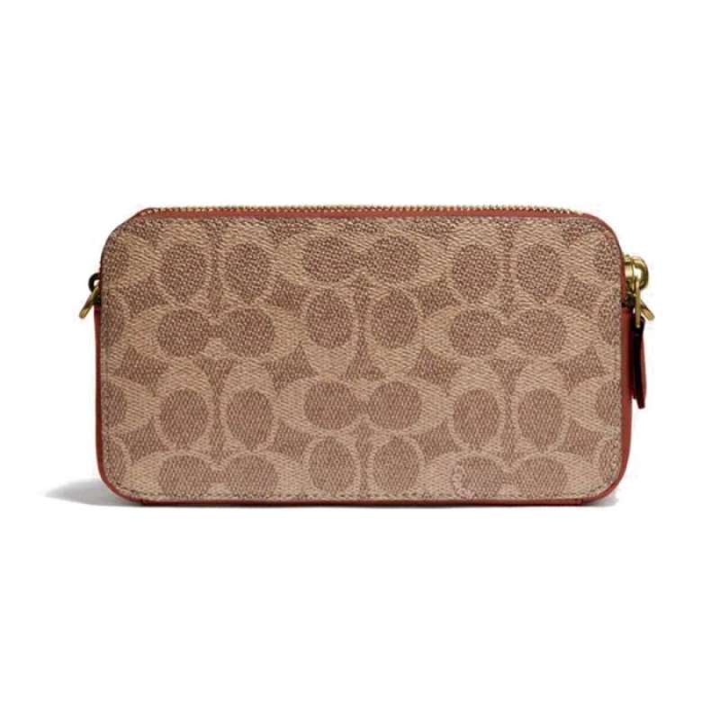 Jual Coach Kira Camera Bag Colorblock Signature Canvas Tan Rust Di