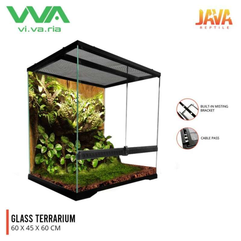 Promo Vivaria Glass Terrarium 60 X 45 X 60 Cm Reptil Paludarium Bd