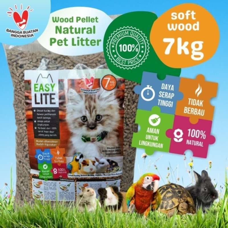 Jual WOOD PELLET NATURAL PET LITTER 7KG EASY LITE MIRIP KAWAN (GRAB