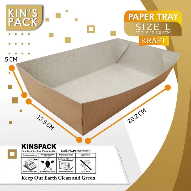 Jual Paper Tray / Paper Food Tray Kraft / Craft Laminasi PE Foodgrade