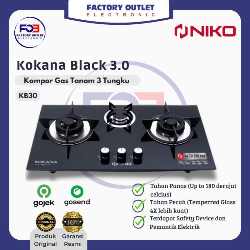 Kb30 Promo Niko Kokana Black 3.0 Kompor Gas Tanam 3 Tungku Kb30 Diskon 8% Di ...