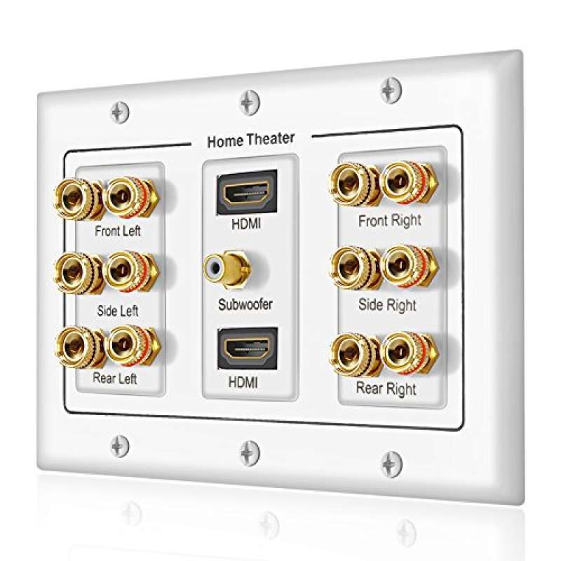 Jual Banana Binding Post Coupler Type Wall Plate for 6 Speakers, 1 RCA