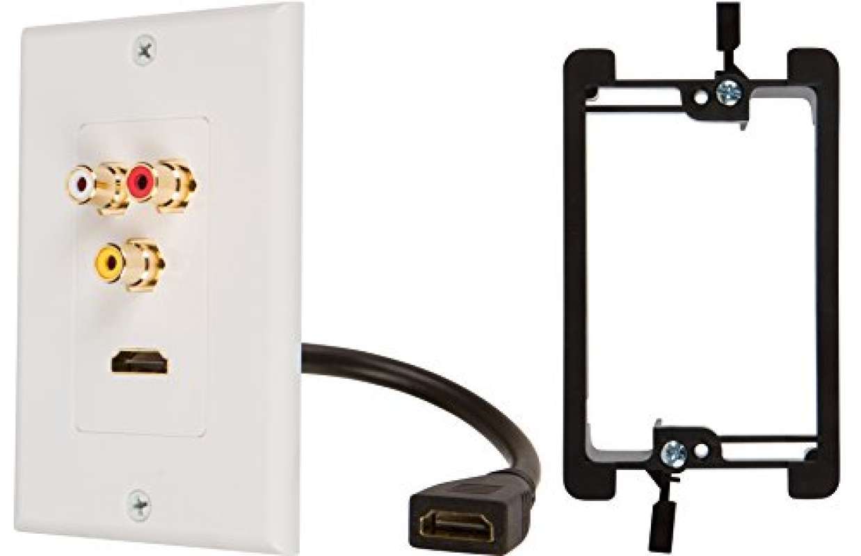 Promo Buyer's Point HDMI Pigtail RCA Wall Plate [UL Listed] with Single