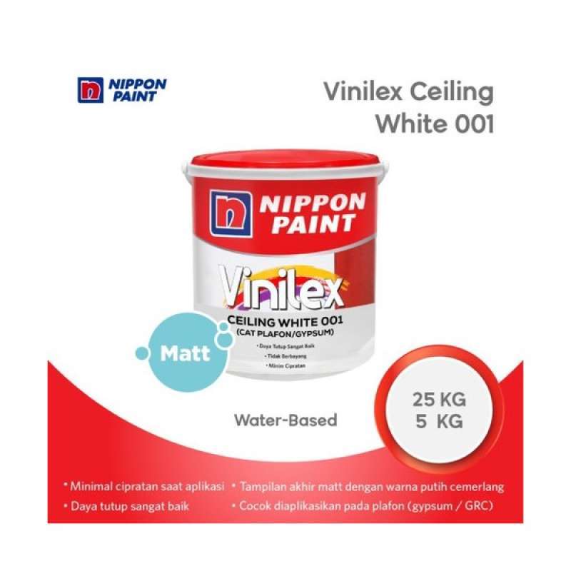 Jual CAT PLAFON/CAT GIPSUM NIPPON PAINT VINILEX CEILING WHITE 001 (5 KG) di Seller UTAMABANGUNAN