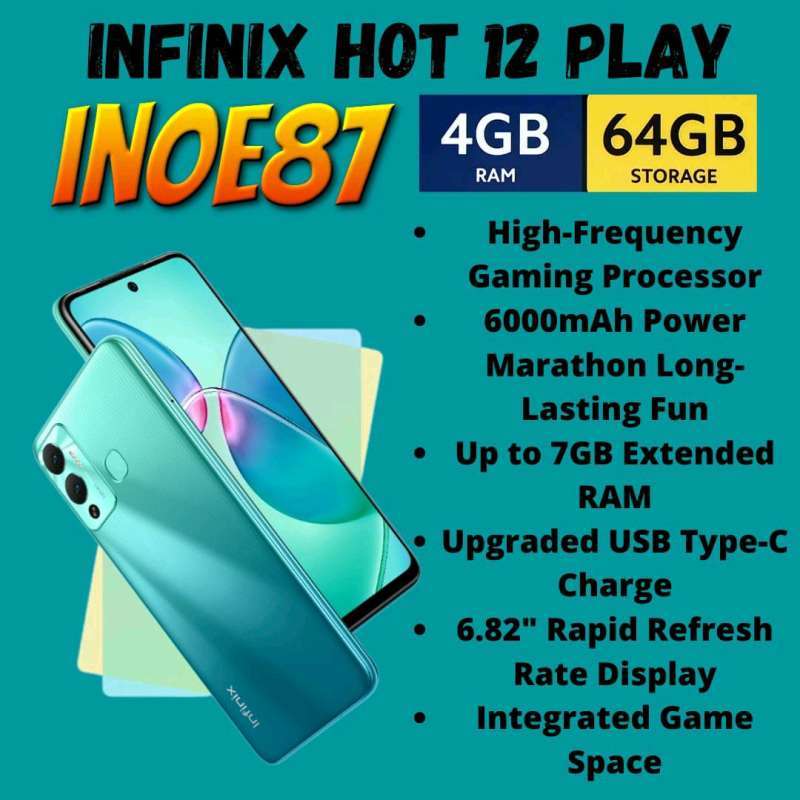 Jual Infinix Hot 12 Play 4/64 Gb Battery 6000mah Garansi Resmi di ...