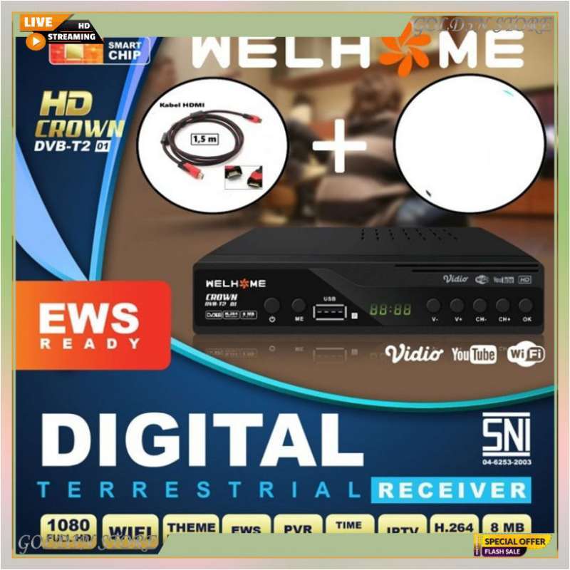 Promo Welhome Digital Set Top Box Hdtv Dvbt2 Youtube Wifi Receiver