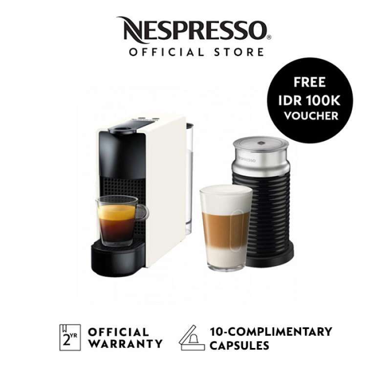 Jual NESPRESSO Essenza Mini Coffee Machine, White with Aeroccino3 di