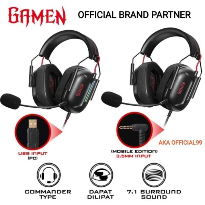 Promo GAMEN Gaming Headphone Tactical Headset Galea USB/Kabel Jack 3