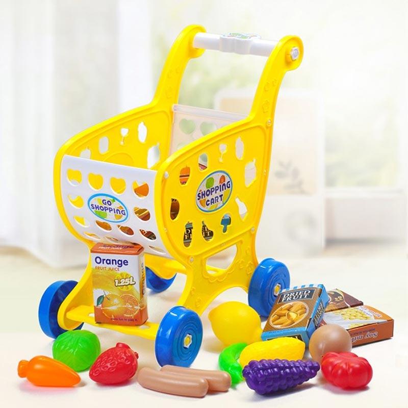 Jual Hikea Childrens Toy Shopping Cart Food Pretend Playset With Simulation Food And Vegetable