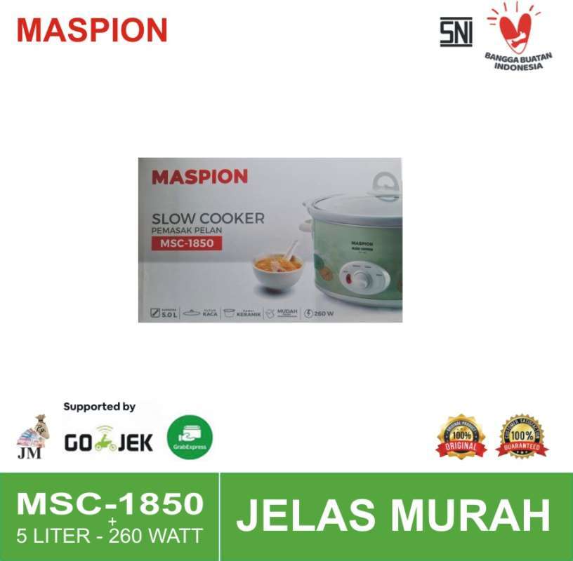 Promo Slow Cooker Ceramic 5 Liter 260 Watt Maspion MSC1850 / MSC1850