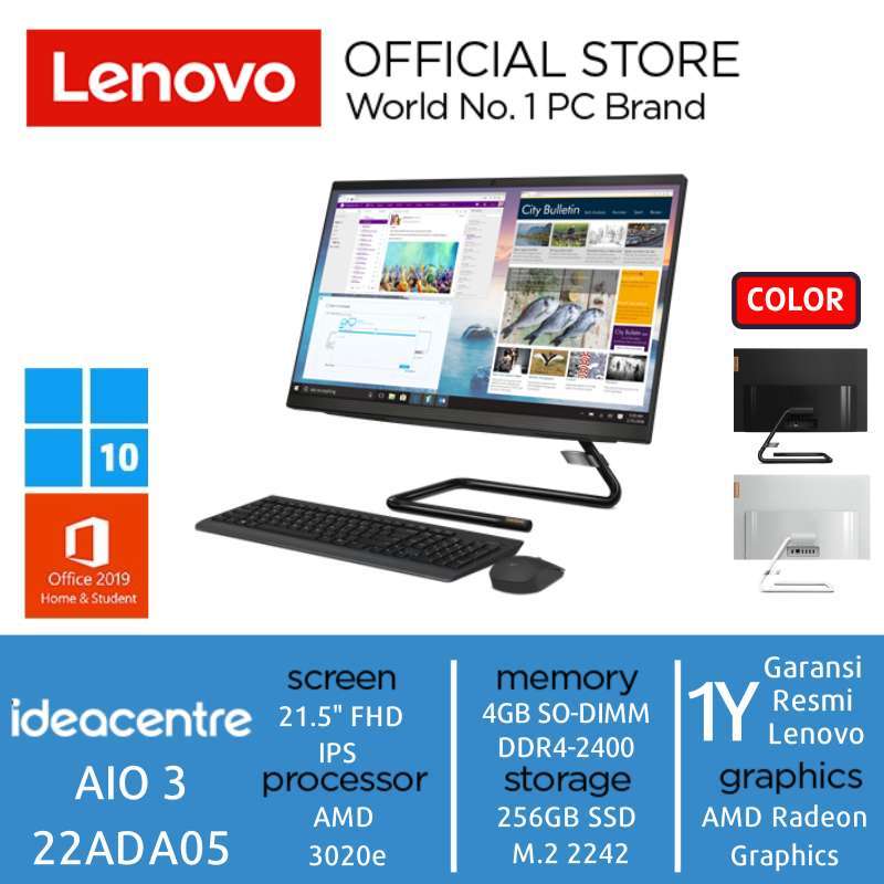 Promo PC Lenovo IdeaCentre AIO 3 22ADA05 BYID C1ID [AMD 3020e/4GB/256GB ...