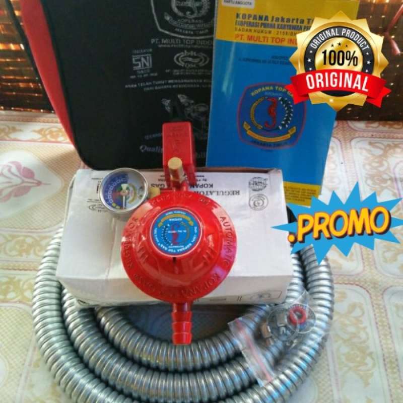 Jual REGULATOR GAS SEFETY LOCK KOPANA WARNA MERAH BERLOGO KUDA LAUT di