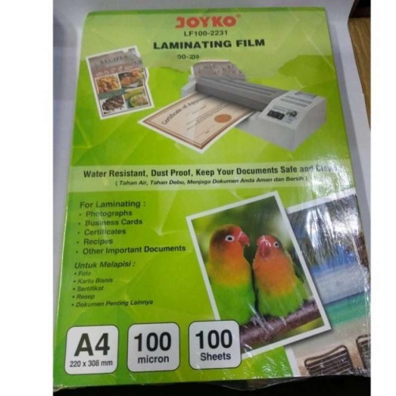 Jual plastik laminating a4 joyko 100 micron di Seller Eudora Kamal