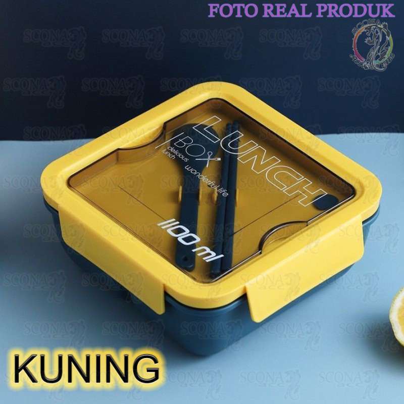Jual Kotak Makan Transparant Bento Box 1100ml / Tempat Makan Lunch Box