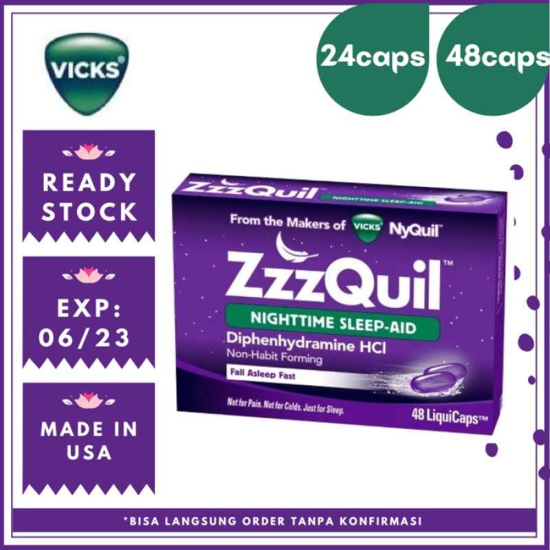 Promo Vicks Zzzquil Night Time Sleep Aid Asli Usa Isi 24 Dan 48 Kapsul