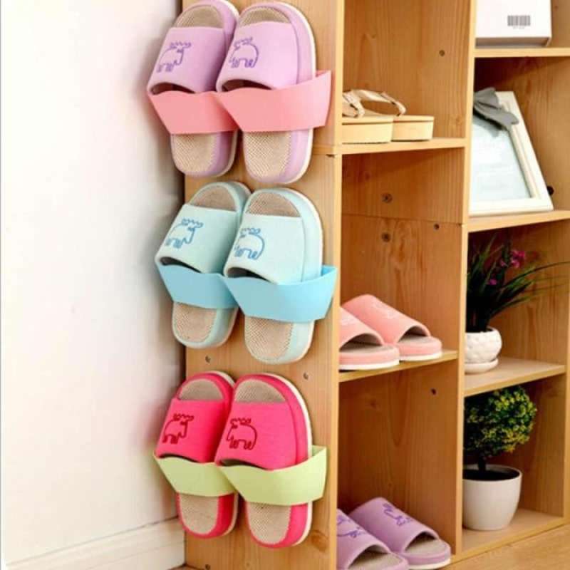 Jual Holder Rak Sepatu Tempat Penyimpanan Sendal Sepatu Tempel Dind   ing