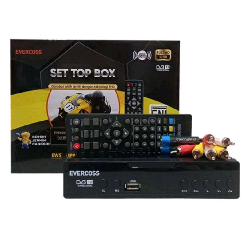 Jual SET TOP BOX EVERCOSS MAX DVBT2 TV DIGITAL FULL HD WIFI YOUTUBE