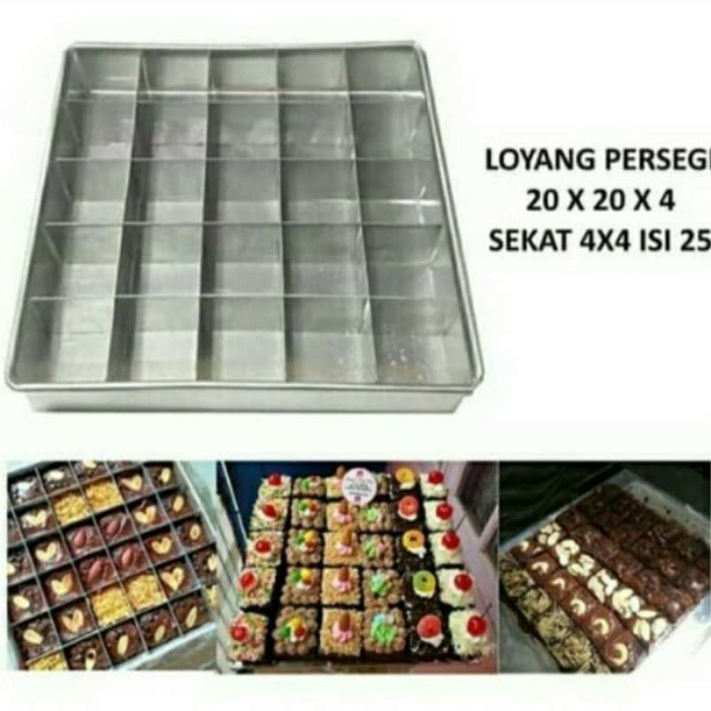 Promo loyang brownies sekat 20x20 / 25 kotak Diskon 36 di Seller