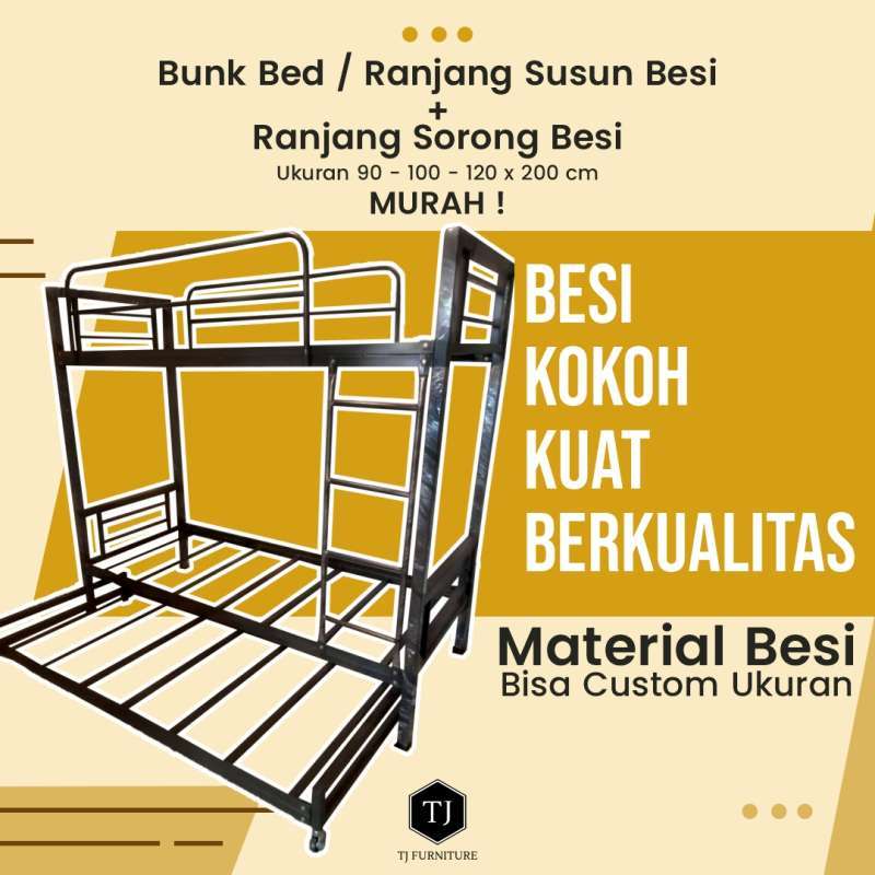 Jual Ranjang Besi Susun + Sorong / Tempat Tidur / Divan Besi / Bunk Bed