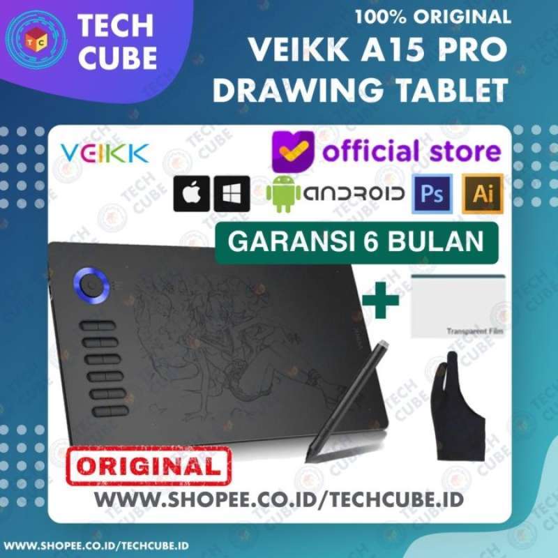 Jual VEIKK A15 Pro Digital Graphic Drawing Pen Tablet Gambar 8192 ...