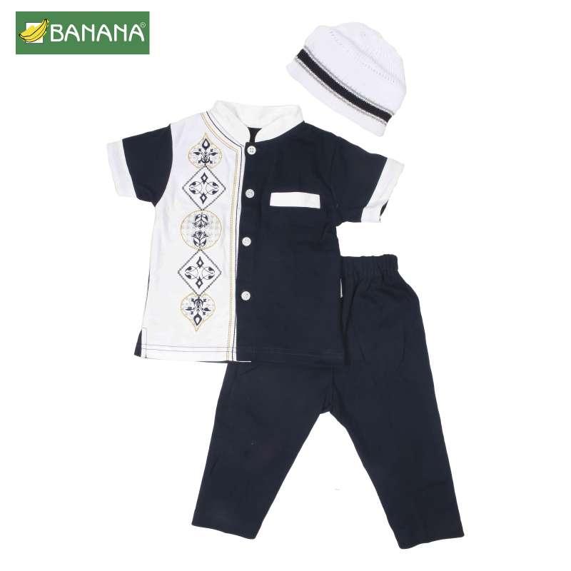 Jual Banana Bordir Samping Setelan Baju Koko Lengan Pendek