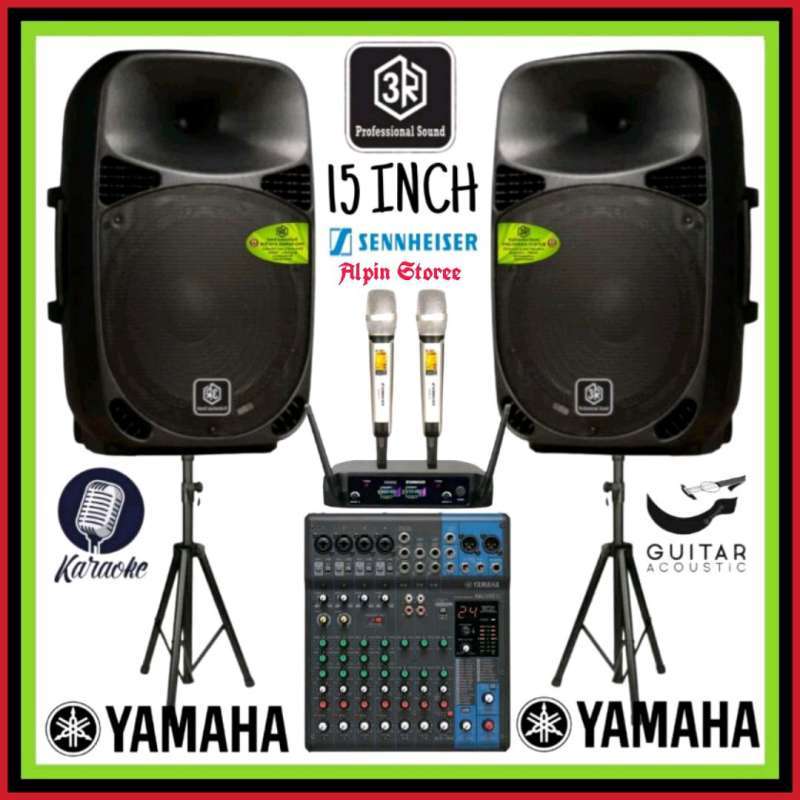 Promo Paket Sound 3R Aktif 15 Inch Mixer Yamaha 10 CHN 2 Mic Wireless
