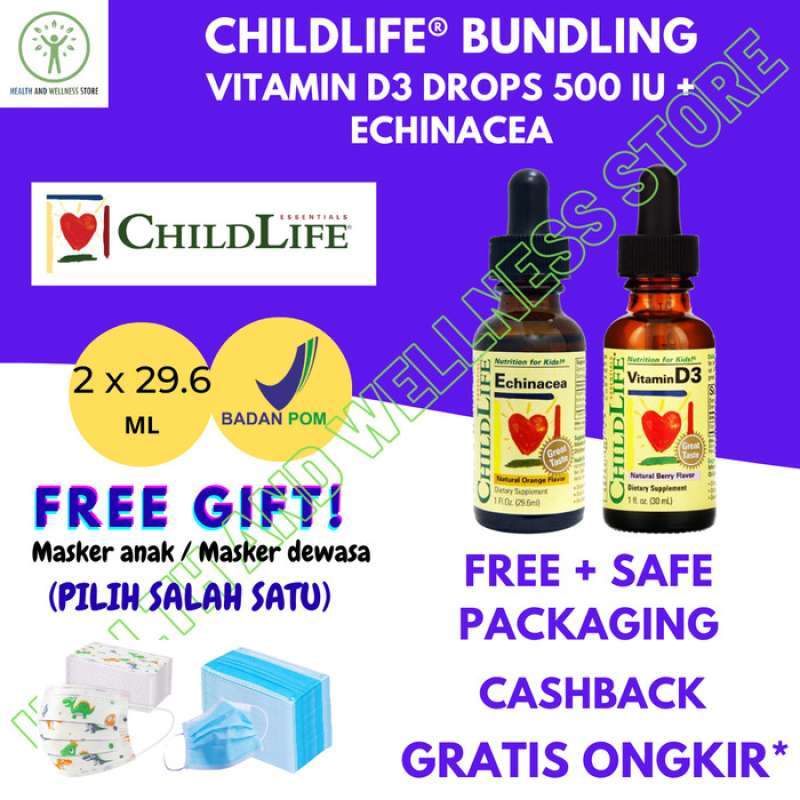 Jual CHILDLIFE ECHINACEA DAN VITAMIN D3 500 IU DROPS 29.6 ML VITAMIN