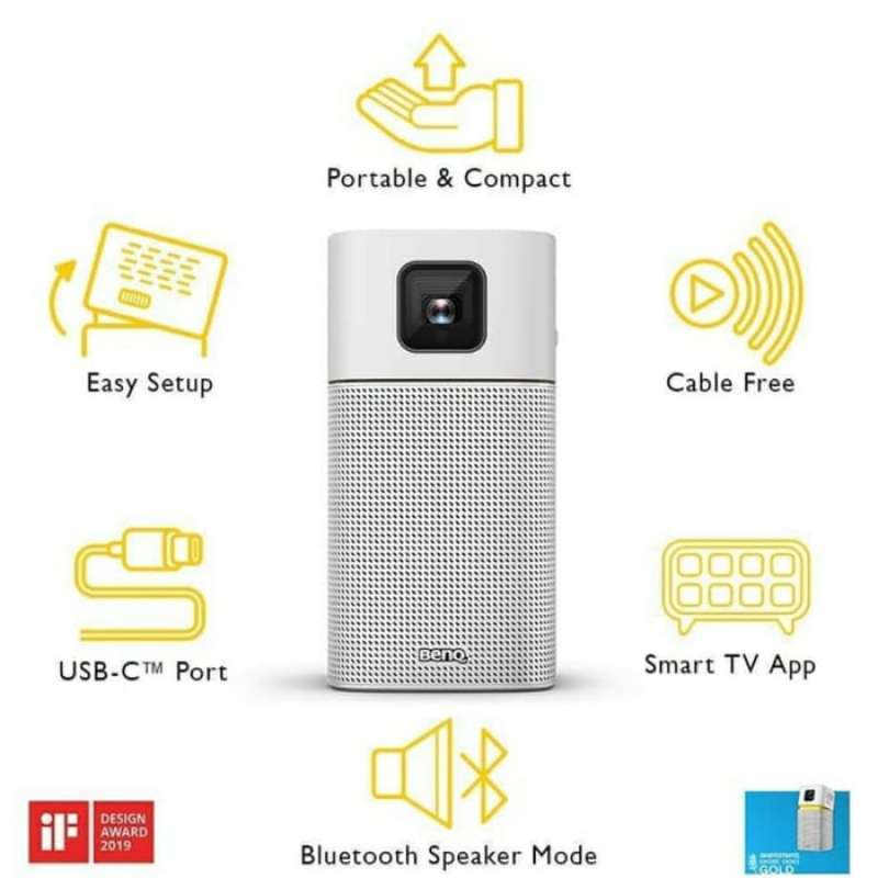 Jual Mini Wireless Projector BenQ GV1 Portable Bluetooth Speaker USB-C