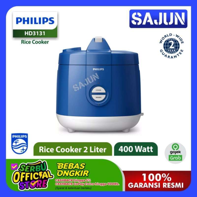 Promo Rice Cooker 2 Liter HD3131/31 Pro Ceramic+ Pot Blue Diskon 23