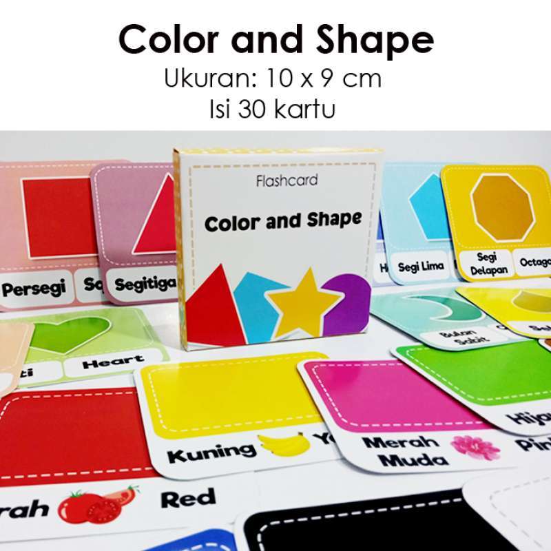 Jual Flashcard color and shape / Flash Card / kartu pintar mengenal