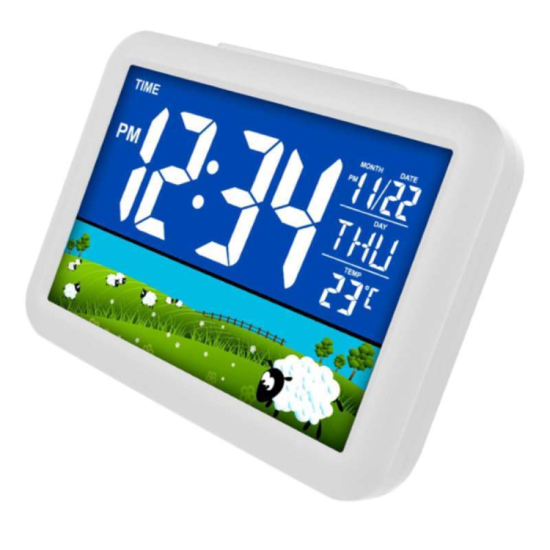 Jual lcd color screen alarm clock wih time date weather temperature