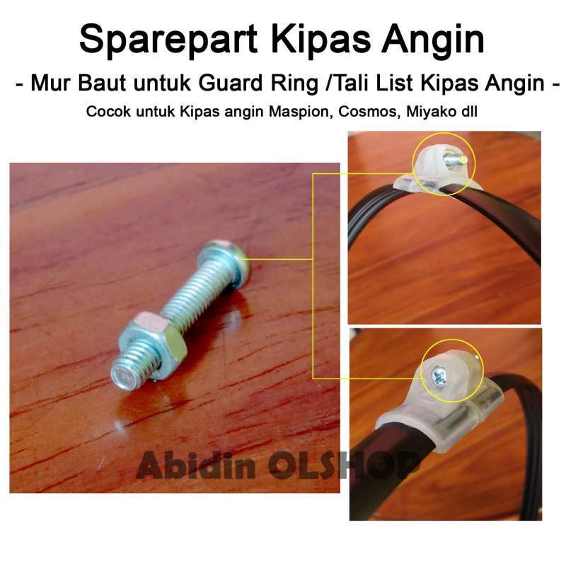 Jual Spare part kipas angin mur baut sekrup untuk tali list kipas