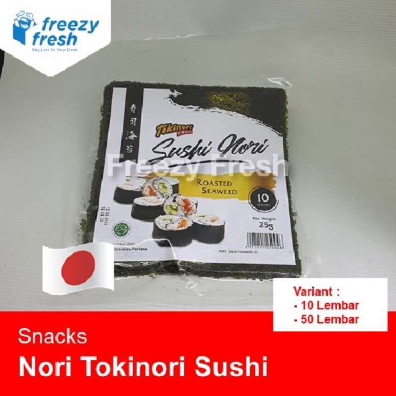 Jual NORI TOKINORI SUSHI NORI 10/50 lbr ROASTED SEAWEED RUMPUT LAUT