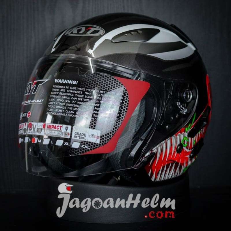 Jual KYT HELM GALAXY SLIDE MARVEL VENOM GUN METAL RED DOUBLE VISOR