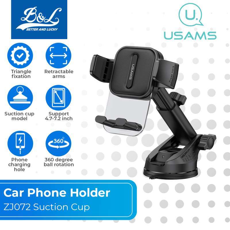 Promo USAMS ZJ072 Car Phone Holder Center Console Retractable