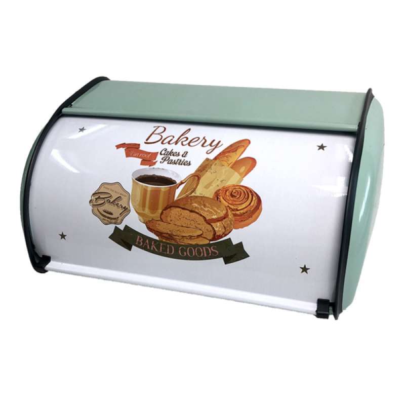 Jual Countertop Metal Bread Box Bread Bin Roll Top Lid for Bakery