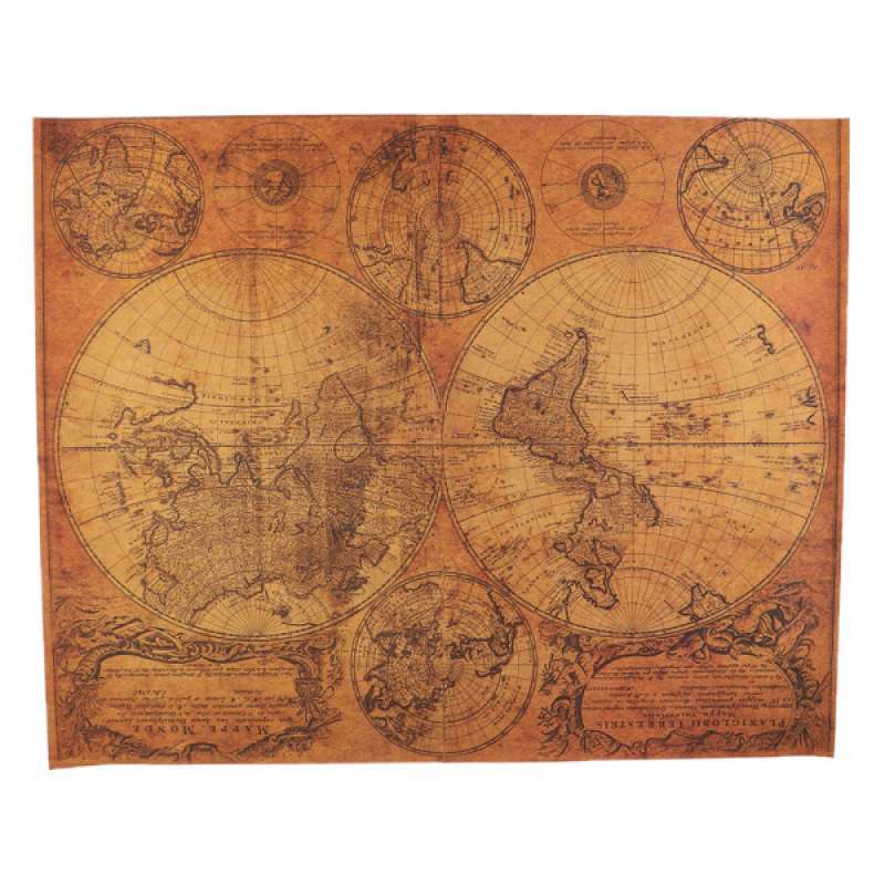Jual Vintage Retro World Map Kraft Paper Poster Nautical Chart for Home ...