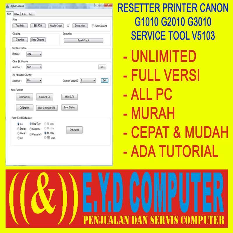 Jual TOKO EYD COMPUTER Canon G1010 G2010 G3010 V5103 Resetter Printer