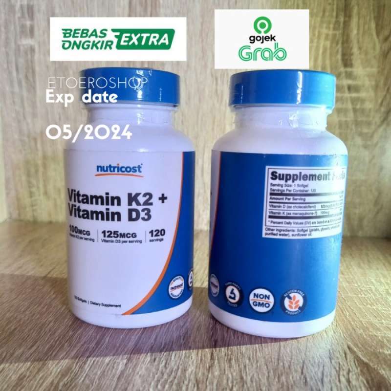 Promo Nutricost Vitamin K2 MK7 100mcg + Vitamin D3 5000 IU 120 softgels