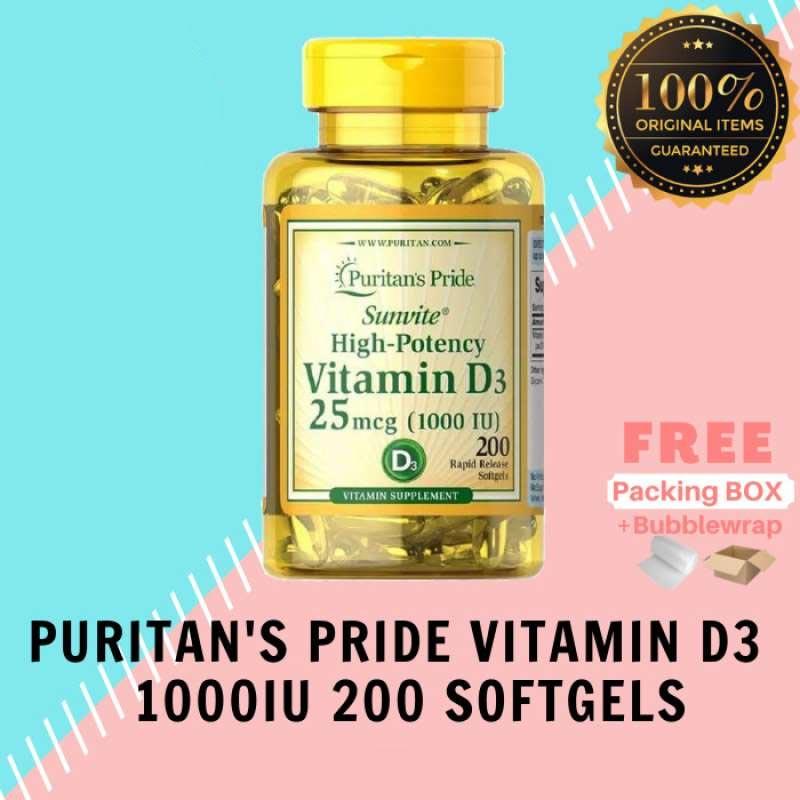 Promo Puritans Puritan Pride VITAMIN D3 D3 1000IU 1000 IU 200 Softgels