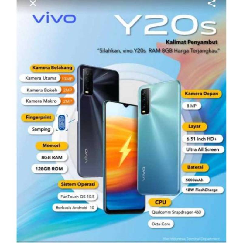 Jual VIVO Y20 S RAM 8/128GB GARANSI RESMI. Online Februari
