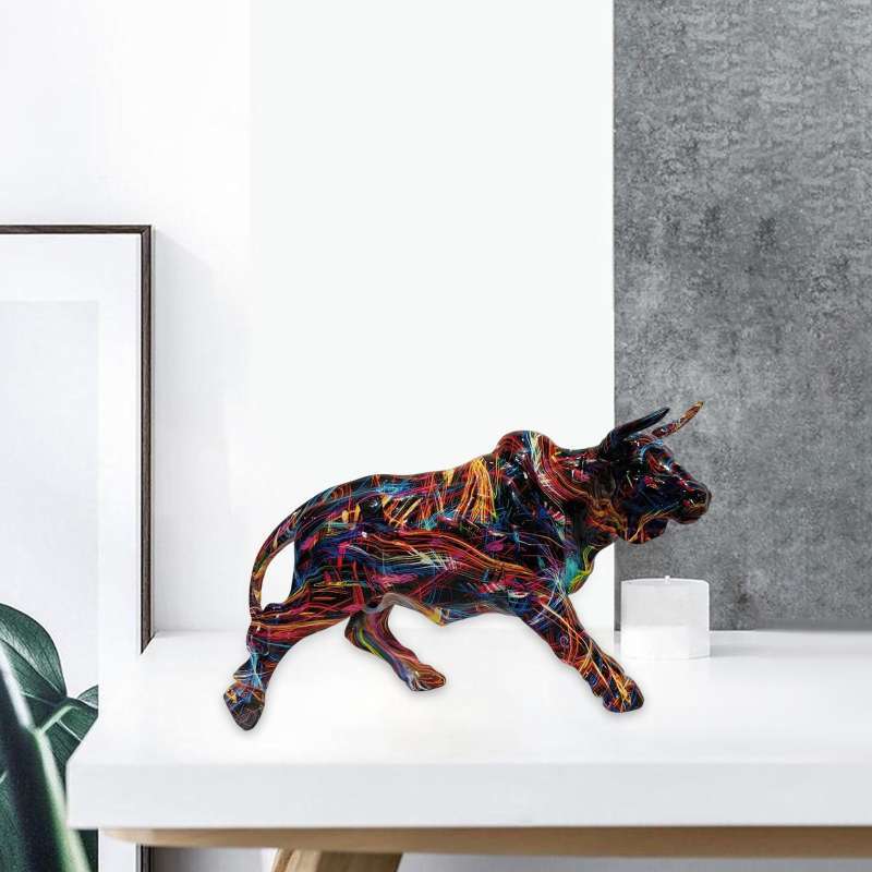Promo Animal Statue Sculpture Tabletop Artwork Scrawl Cow Figurine for
