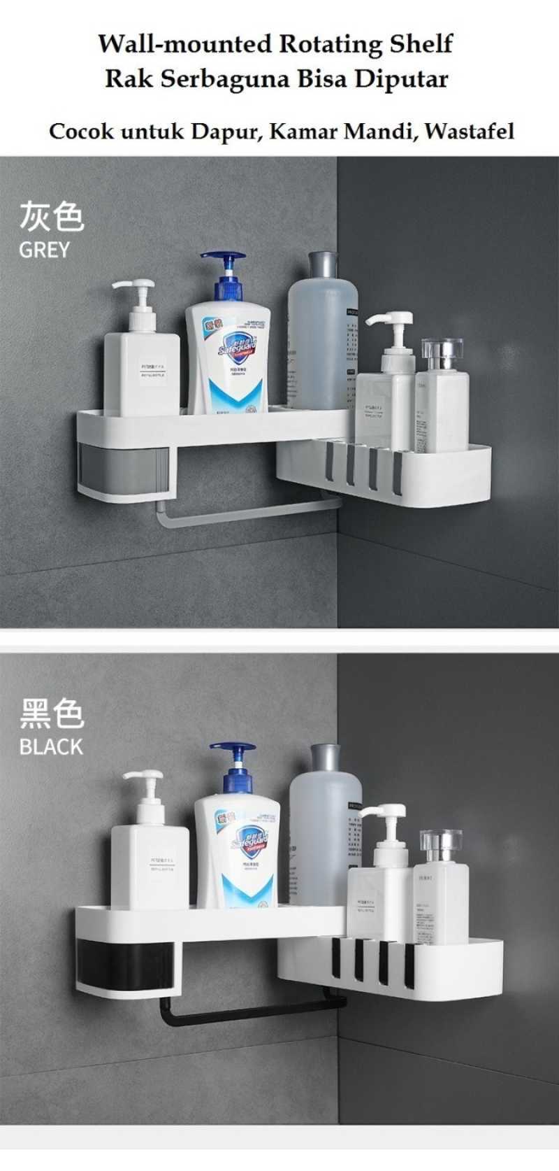Promo WallMounted Rotating Shelf Rak Kamar Mandi Dapur Bisa Diputar
