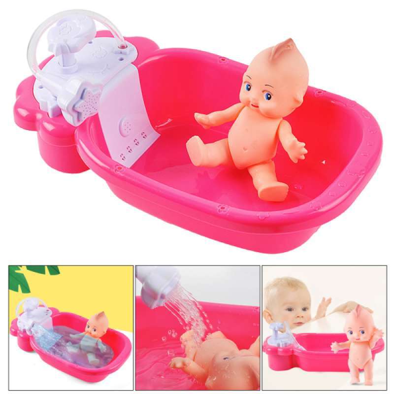 Jual Doll Bath Play Tub With Shower Pretend Play Infant Baby Kids Doll