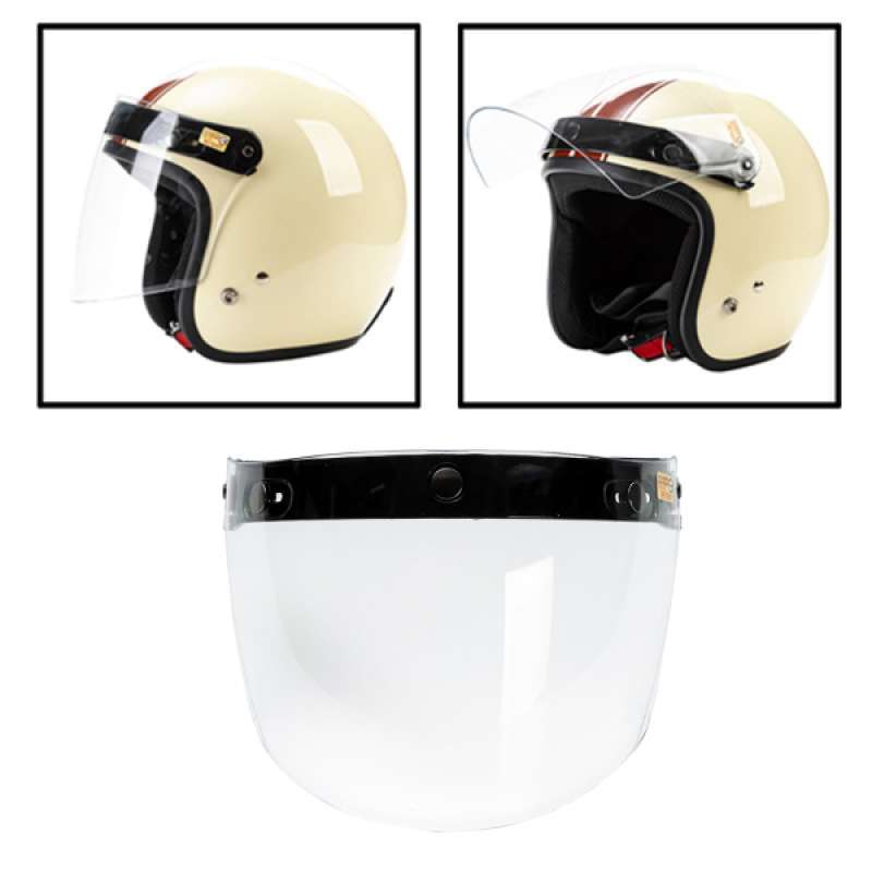 Promo Retro Open Face Motorcycle Helmet Face Shield 3 Snaps Buttons