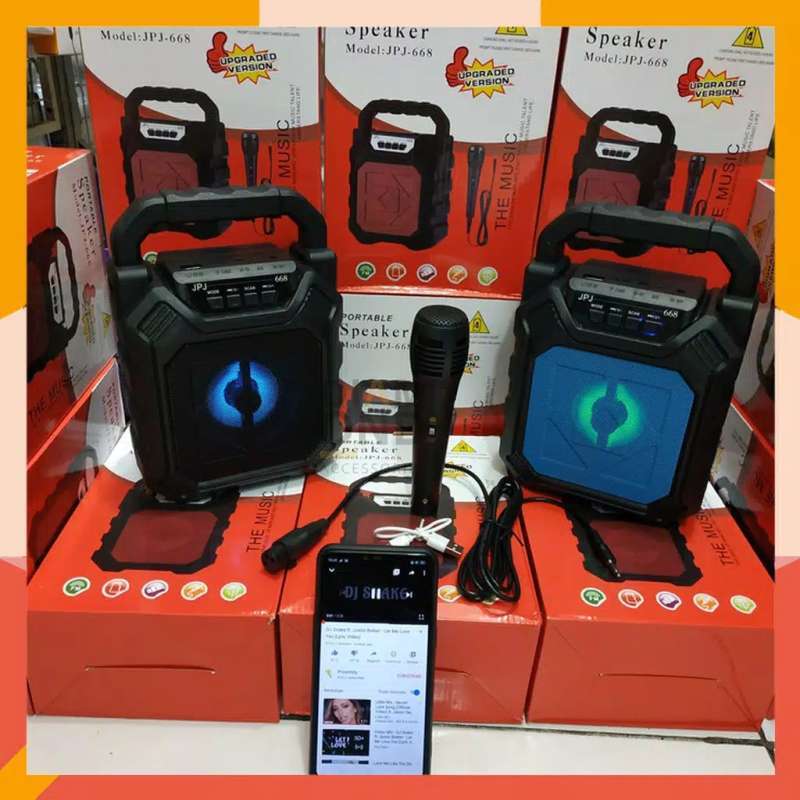 Jual (FREE BUBBLE WRAP) SPEAKER BLUETOOTH PORTABLE + MIC KARAOKE