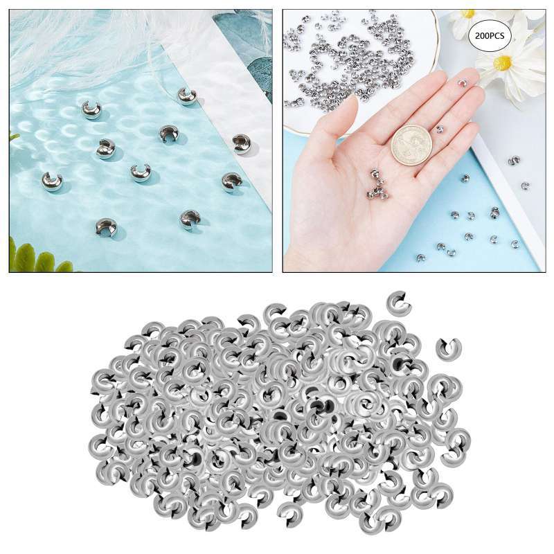 Jual 200pc Crimp Bead End Tips With Open Loop For Hiding Knots Diy