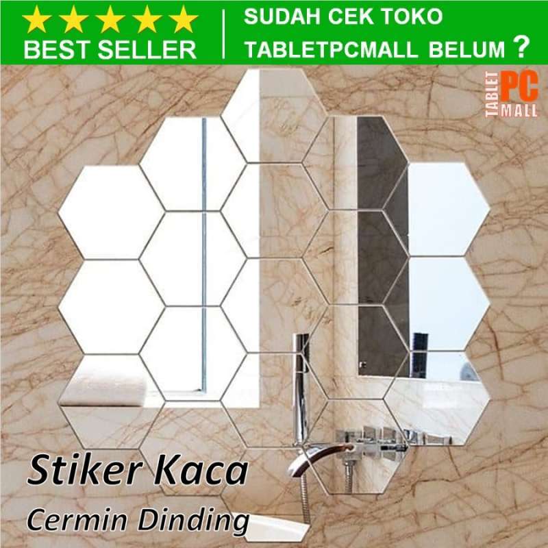   Stiker Kaca  Cermin Dinding  Dekorasi Hexagon Wall Mirror 